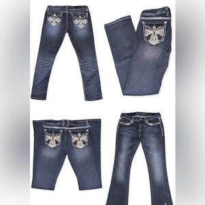 L.A. Idol Bootcut Jeans – Dark Wash, Embellished Butterfly Pockets, Size 7